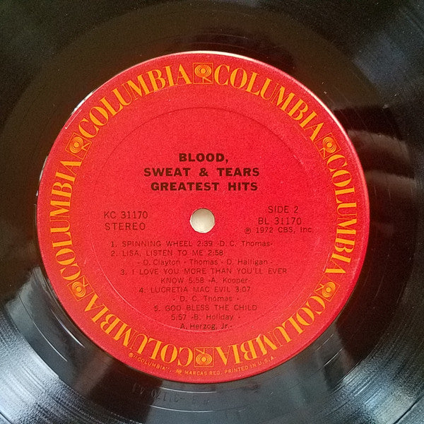 Blood, Sweat & Tears* : Blood, Sweat & Tears Greatest Hits (LP, Comp, Ter)