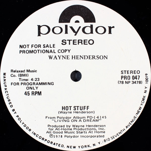 Wayne Henderson : Hot Stuff / Giddy-Up (12", Promo)
