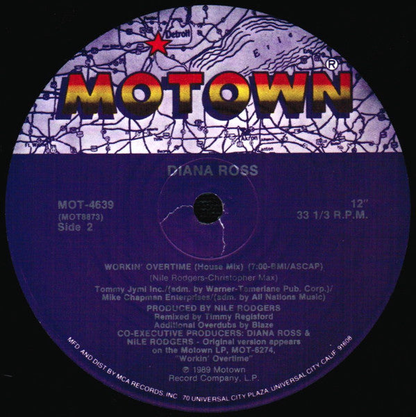 Diana* : Workin' Overtime (12", Single, Pin)