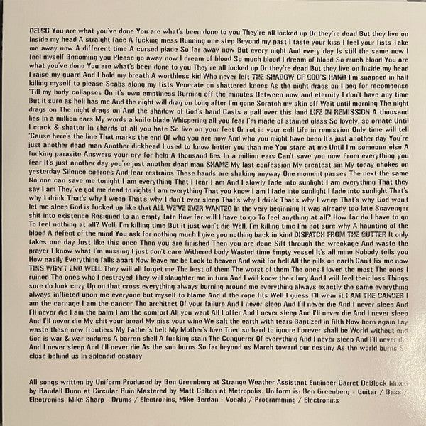 Uniform (5) : Shame (LP, Album, Ltd, Smo)