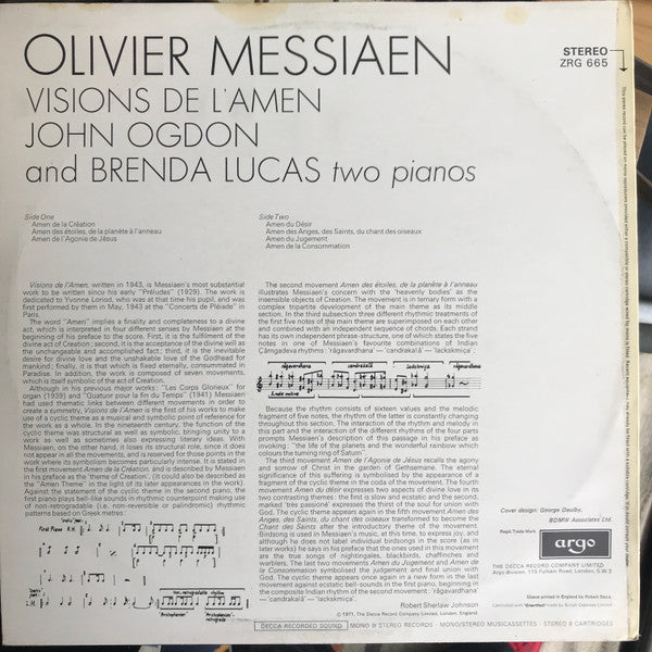 Messiaen*, John Ogdon, Brenda Lucas : Visions De L'Amen (LP)