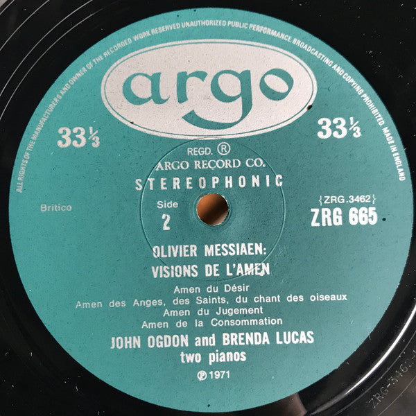 Messiaen*, John Ogdon, Brenda Lucas : Visions De L'Amen (LP)