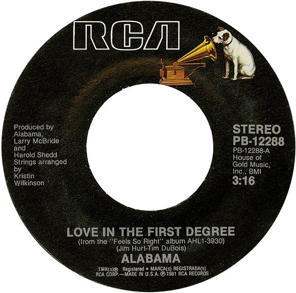 Alabama : Love In The First Degree (7", Single, Styrene, Ind)