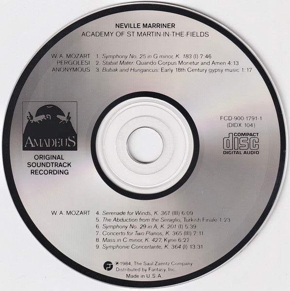 Neville Marriner*, Academy Of St. Martin-In-the-Fields* : Amadeus (2xCD, Album)