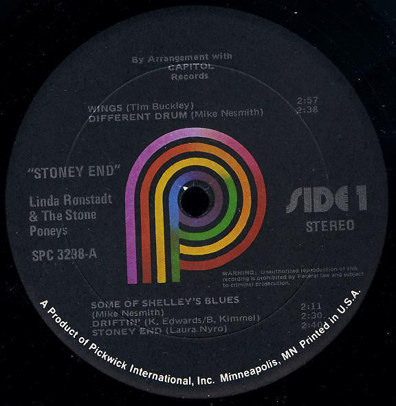 Linda Ronstadt & The Stone Poneys : Stoney End (LP, Comp, RE, Bla)