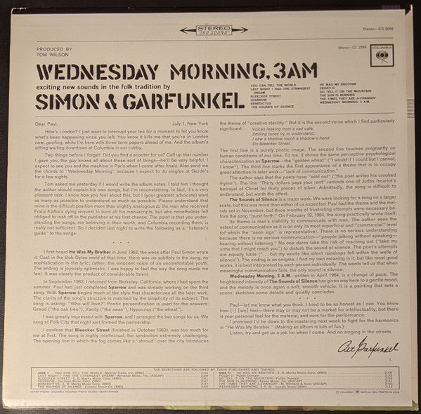 Simon & Garfunkel : Wednesday Morning, 3 A.M. (LP, Album, RE, San)