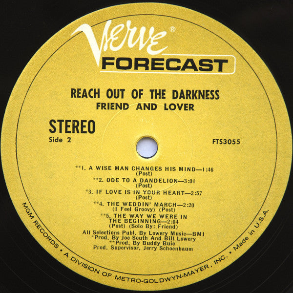 Friend & Lover* : Reach Out Of The Darkness (LP, Album, MGM)