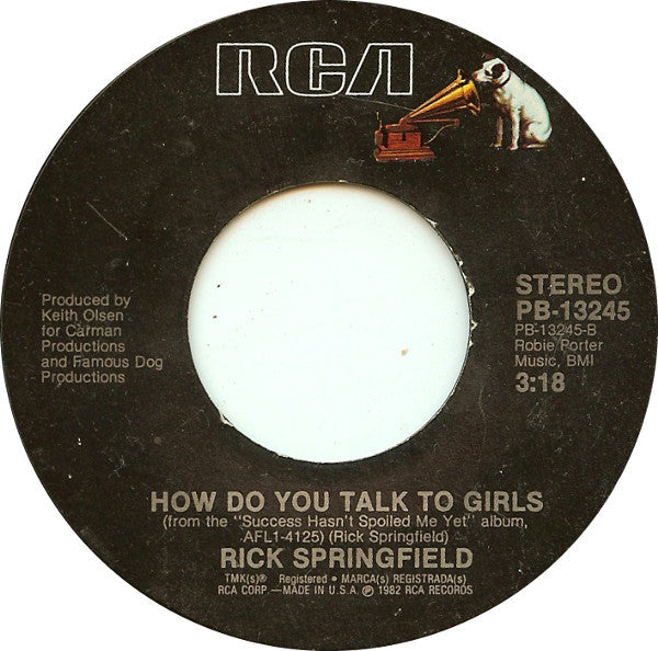 Rick Springfield : What Kind Of Fool Am I (7", Single, Styrene, Ind)