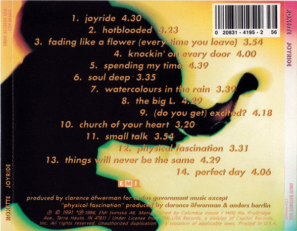 Roxette : Joyride (CD, Album, Club)