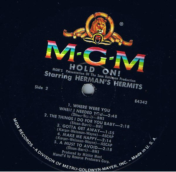 Herman's Hermits : Hold On! (LP, Album, Mono, M/Print)