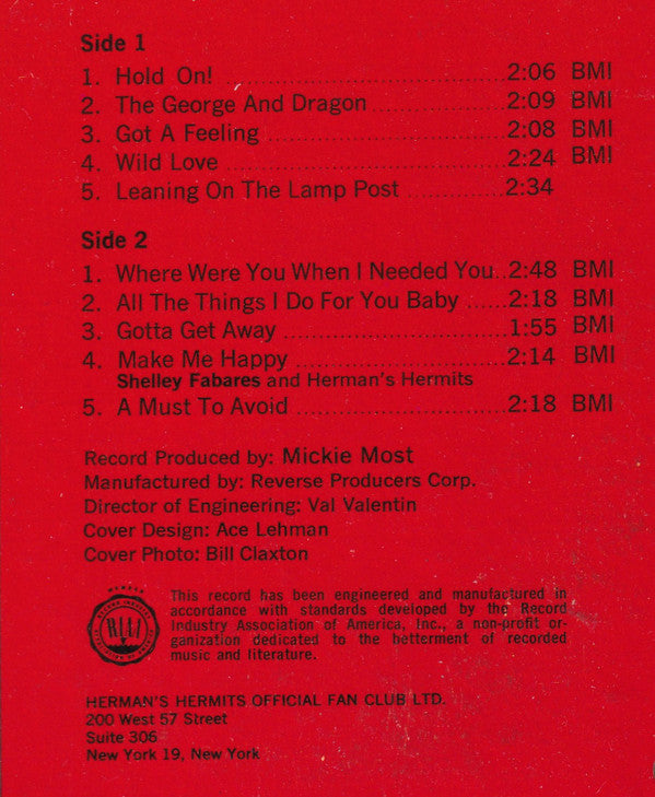 Herman's Hermits : Hold On! (LP, Album, Mono, M/Print)