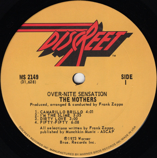 The Mothers : Over-Nite Sensation (LP, Album, Gat)