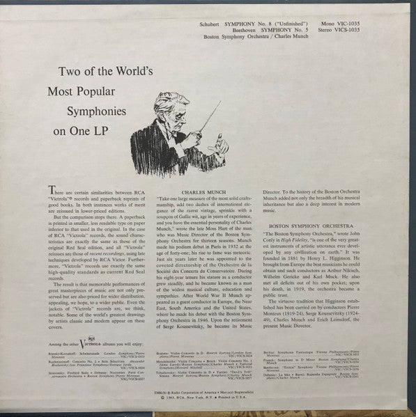 Beethoven*, Schubert*, Boston Symphony*, Munch* : Symphony No. 5 / Symphony No. 8 "Unfinished" (LP, Album, Ind)