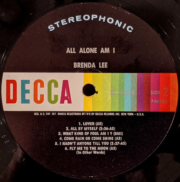 Brenda Lee : All Alone Am I (LP, Album)