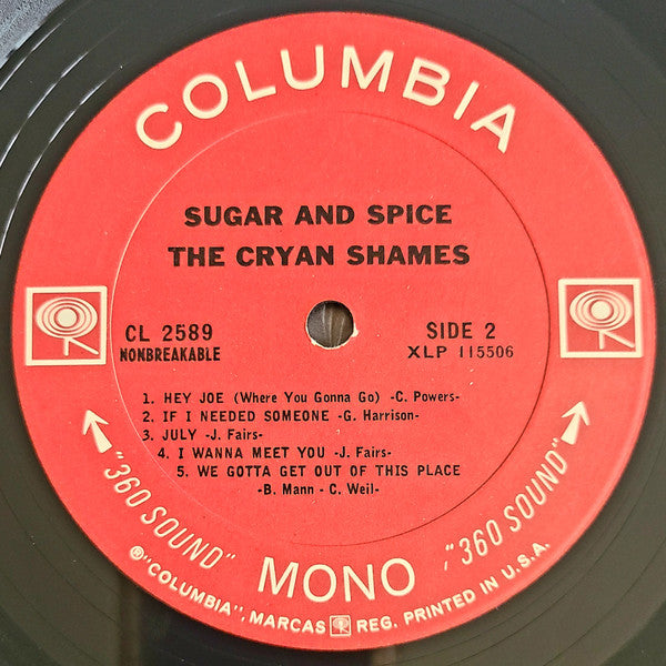 The Cryan' Shames : Sugar & Spice (LP, Album, Mono, Ter)