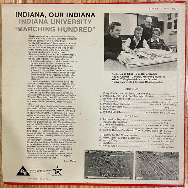 Indiana University Marching Hundred : Indiana Our Indiana (LP, Album)