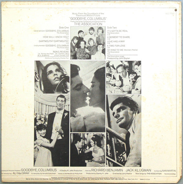 The Association (2) / Charles Fox : Music From The Sound Track Of The Paramount Motion Picture "Goodbye, Columbus" (LP, Album, Ter)