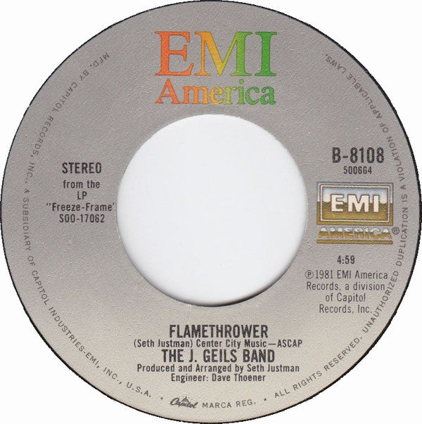 The J. Geils Band : Freeze-Frame (7", Los)