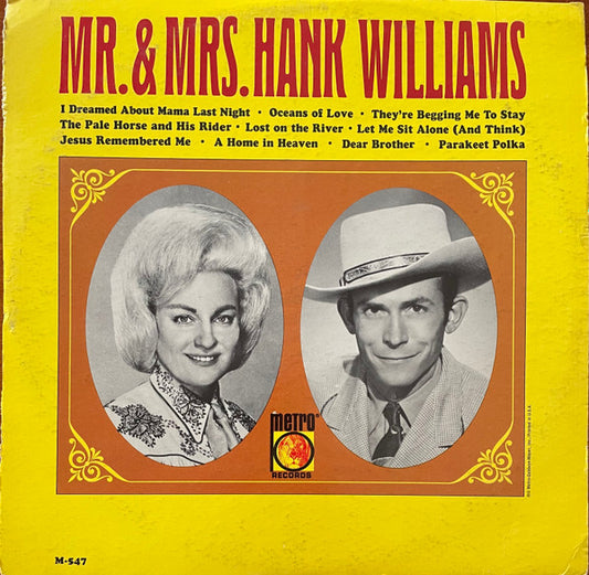 Mr. & Mrs. Hank Williams* : Mr. & Mrs. Hank Williams (LP, Comp, Mono, MGM)