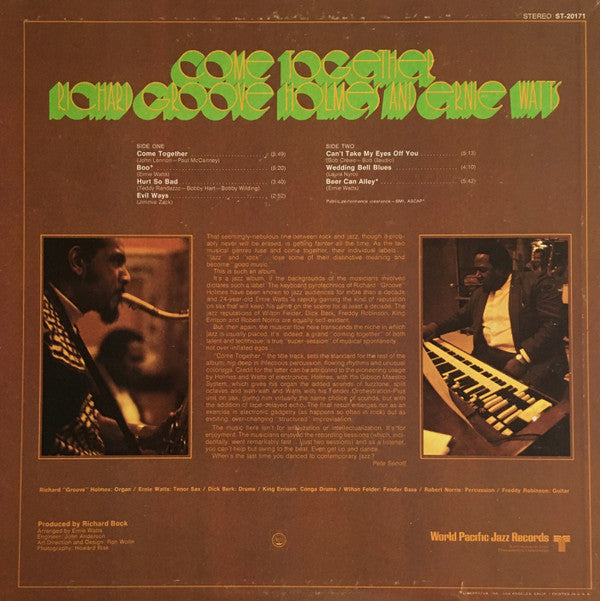 Richard "Groove" Holmes And Ernie Watts : Come Together (LP, Album)