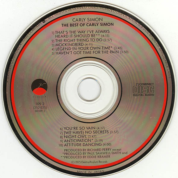 Carly Simon : The Best Of Carly Simon (CD, Comp, RE)