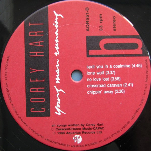 Corey Hart : Young Man Running (LP, Album)