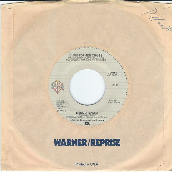 Christopher Cross : Think Of Laura (7", Single, Spe)