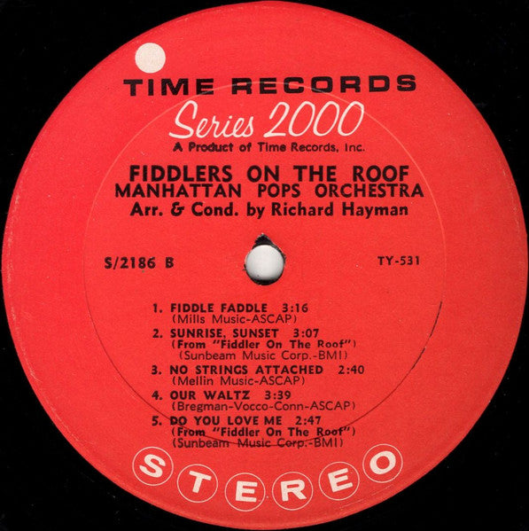 The Manhattan Pops Orchestra : Fiddlers On The Roof (LP)