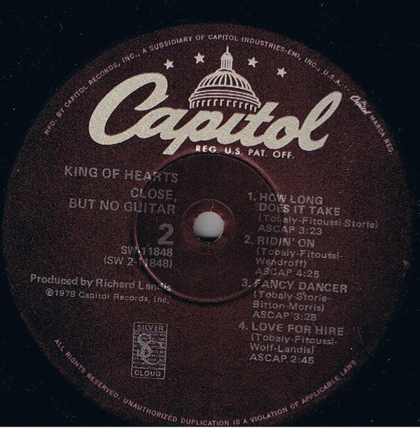 King Of Hearts : Close, But No Guitar (LP, Album)