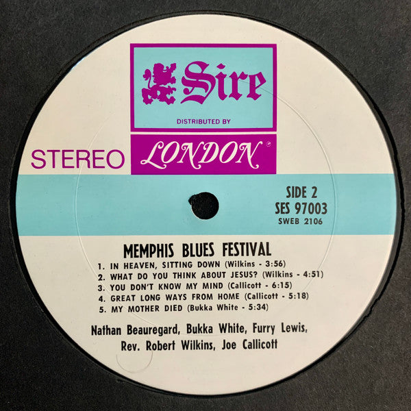 Bukka White / Nathan Beauregard / Joe Callicott / Furry Lewis / Rev. Robert Wilkins* : The 1968 Memphis Country Blues Festival (LP, Album, Pit)