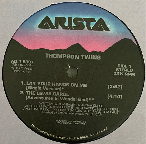 Thompson Twins : Lay Your Hands On Me (12", Single)