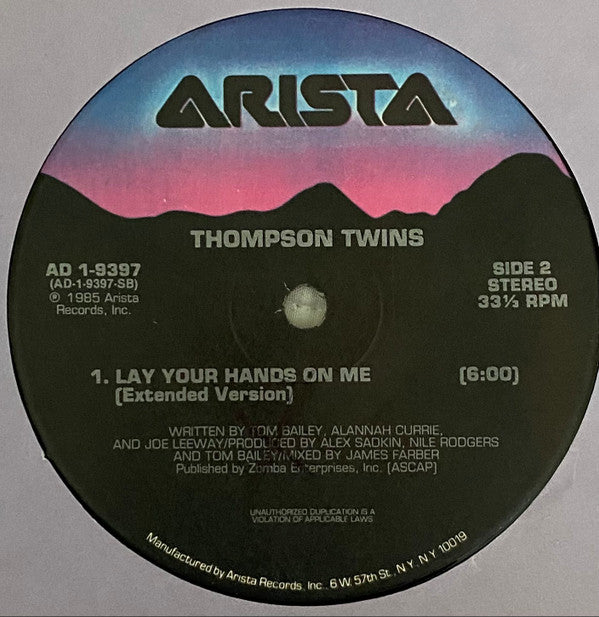 Thompson Twins : Lay Your Hands On Me (12", Single)