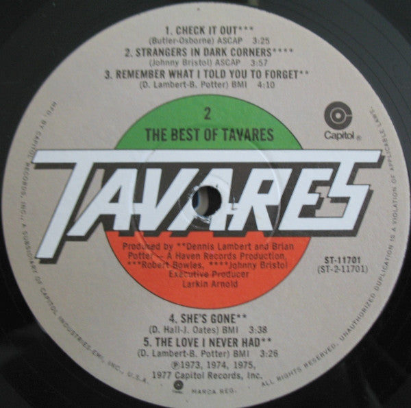 Tavares : The Best Of Tavares (LP, Comp, Jac)