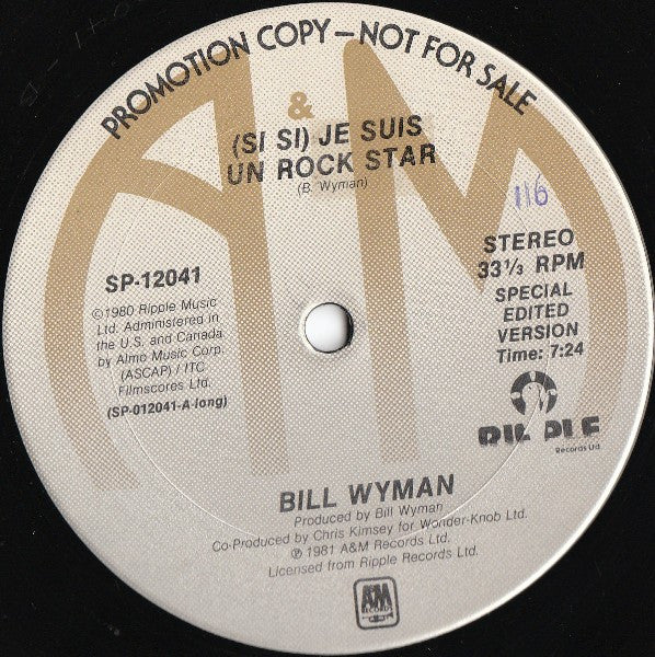 Bill Wyman : (Si Si) Je Suis Un Rock Star (12", Promo)