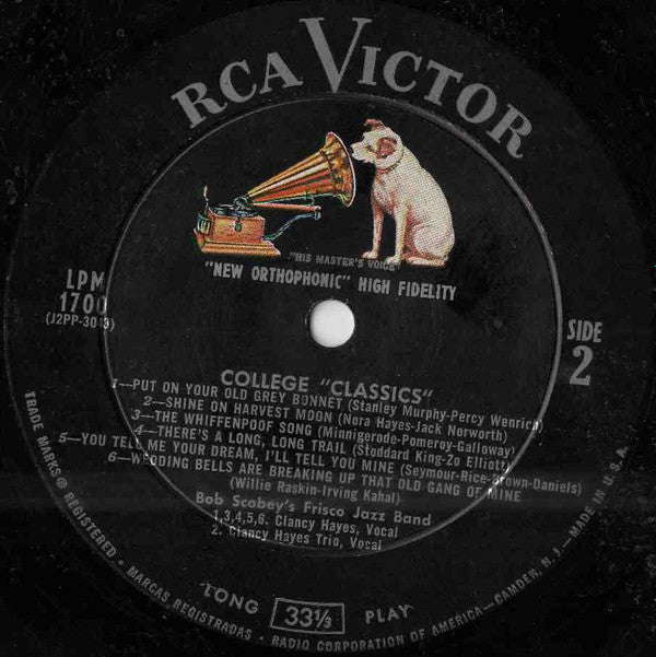 Bob Scobey's Frisco Band With Clancy Hayes : College Classics (LP, Album, Mono)