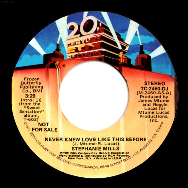 Stephanie Mills : Never Knew Love Like This Before (7", Mono, Promo, Styrene)