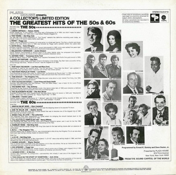 Various : Plaza House Presents The Greatest Hits Of The 50s & 60s (2xLP, Comp, Ltd)