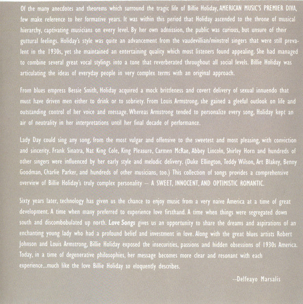 Billie Holiday : Love Songs (CD, Comp, RM)