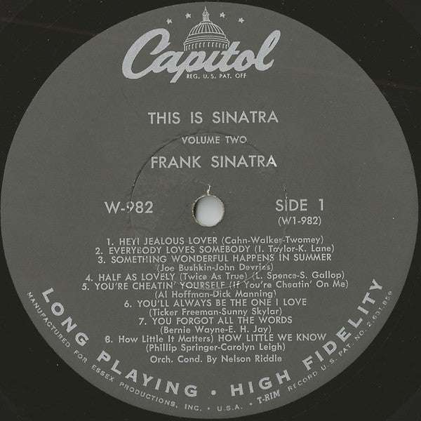 Frank Sinatra : This Is Sinatra Volume Two (LP, Comp, Mono, Scr)