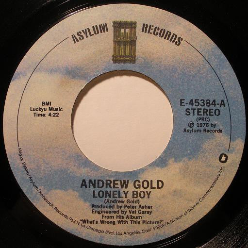 Andrew Gold : Lonely Boy (7", Single, Styrene, PRC)