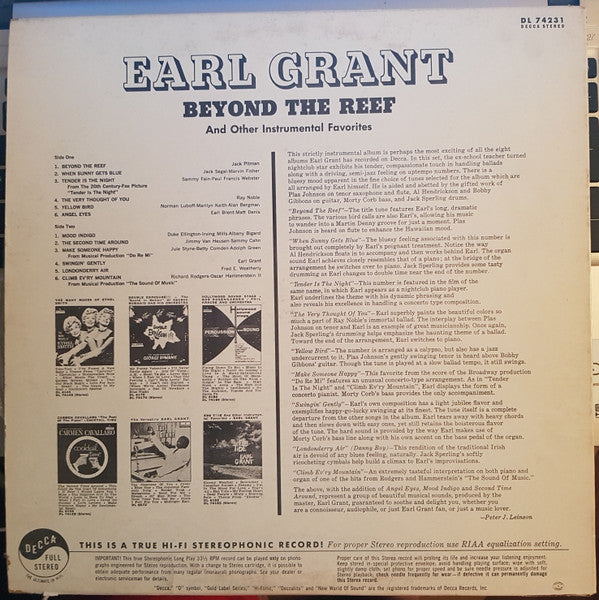 Earl Grant : Beyond The Reef And Other Instrumental Favorites (LP, Album)