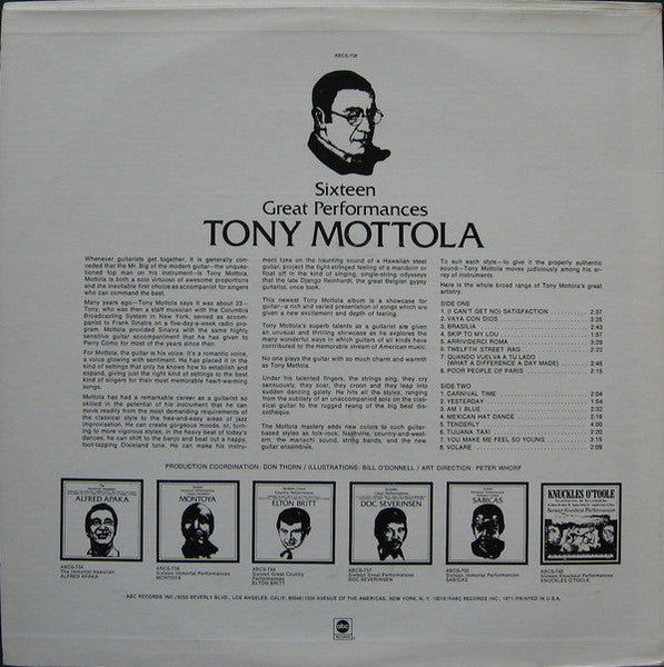 Tony Mottola : Sixteen Great Performances (LP, Comp)