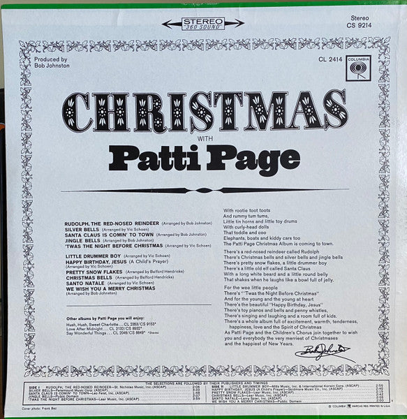 Patti Page : Christmas With Patti Page (LP, Album, Pit)