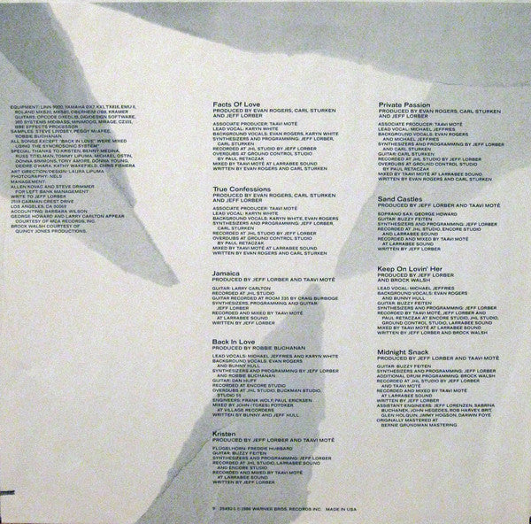 Jeff Lorber Featuring Karyn White And Michael Jeffries : Private Passion (LP, Album, Spe)