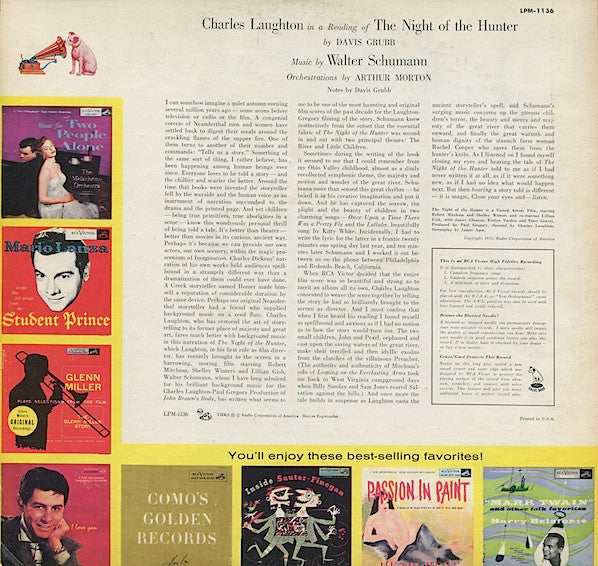 Charles Laughton And Walter Schumann : The Night Of The Hunter (LP, Album)