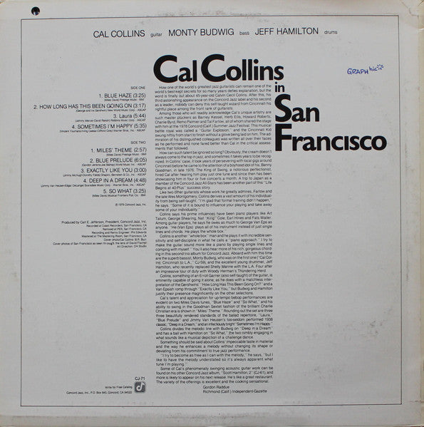Cal Collins : Cal Collins In San Francisco (LP, Album)