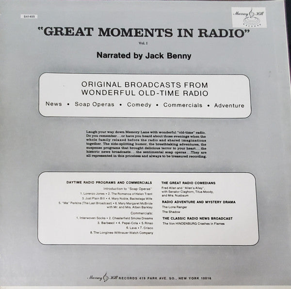 Jack Benny : Great Moments in Radio: Volume 1 (LP)