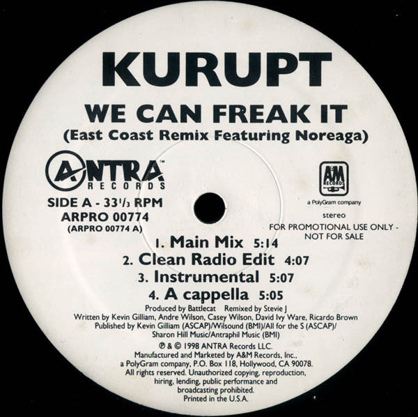Kurupt : We Can Freak It (East Coast Remix) (12", Promo)