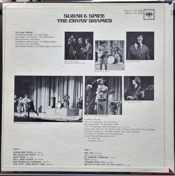 The Cryan' Shames : Sugar & Spice (LP, San)
