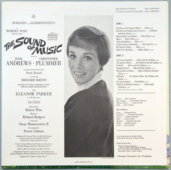 Rodgers And Hammerstein* / Julie Andrews, Christopher Plummer, Irwin Kostal : The Sound Of Music (An Original Soundtrack Recording) (LP, Album, Ind)